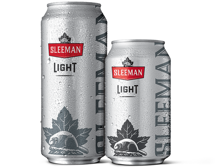A 355 ml can and a 473 ml can of Sleeman Clear 2.0