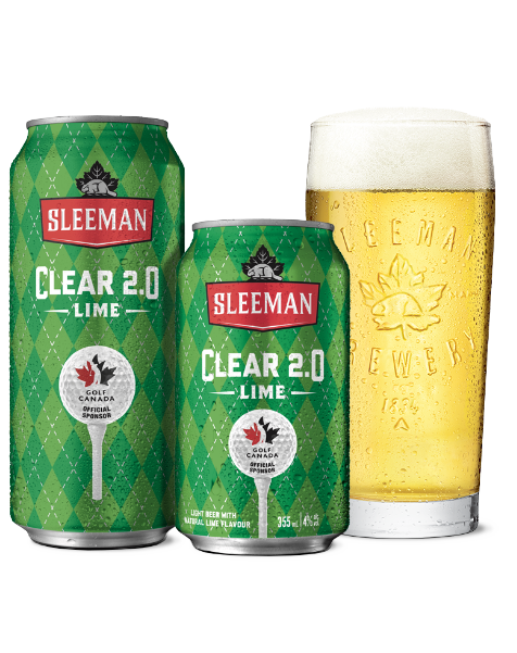 A 355 ml can and a 473 ml can of Sleeman Clear 2.0 Lime