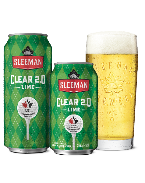 A 355 ml can and a 473 ml can of Sleeman Clear 2.0 Lime